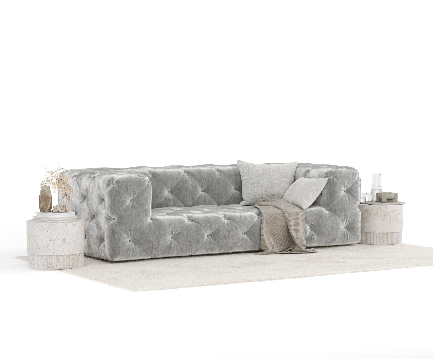 Thumbnail - Maison de Reve 3-Sitzer-Sofa, Hellgrau, Textil, Füllung: Schaumstoff, Rechteckig, Rundrohr, 230x71x100 cm, Oeko-Tex® Sta...