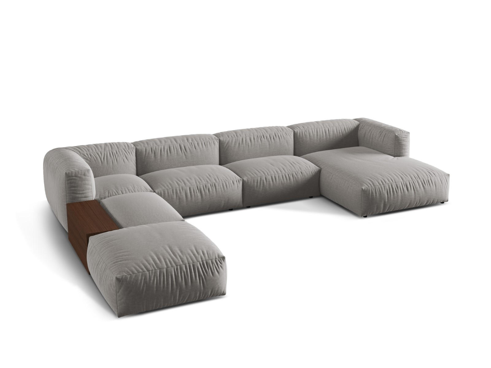 MODULARES-PANORAMASOFA links Martina aus strukturiertem Stoff hellgrau 5 Sitzplätze - Hellgrau, Textil (280/75/406cm) - Micadoni
