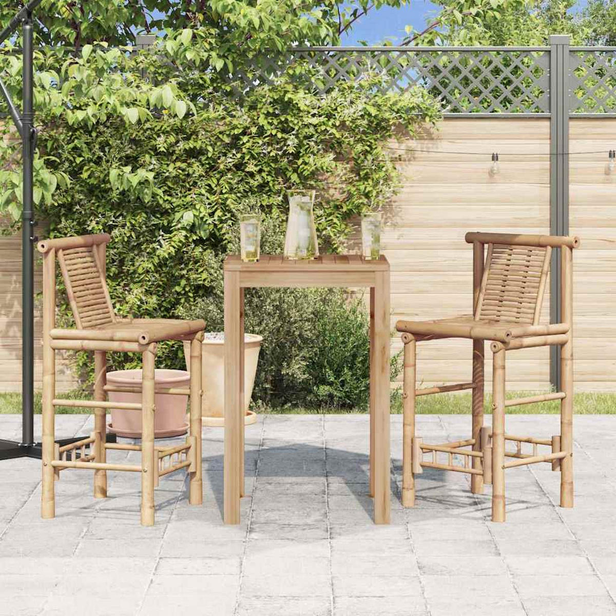 BARHOCKER 2er set Bambus - Braun, Naturmaterialen (53/102/45cm) - vidaXL