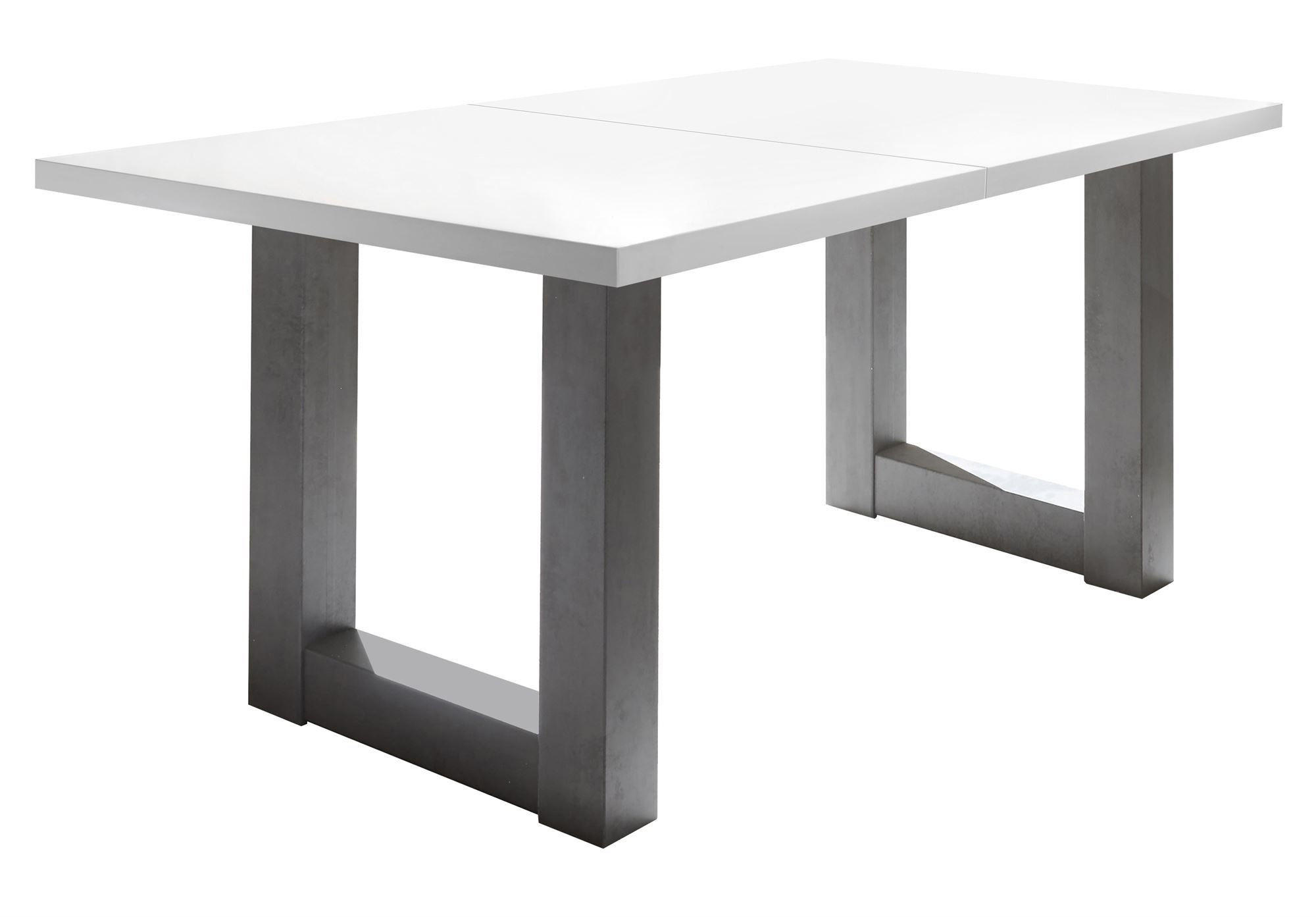 ESSTISCH ausziehbar Eila 3 160 x 90 x 75 Esszimmertisch Graphit/Weiß Matt Lack - Weiß, Holz (160/90/75cm) - 58aufmkessel