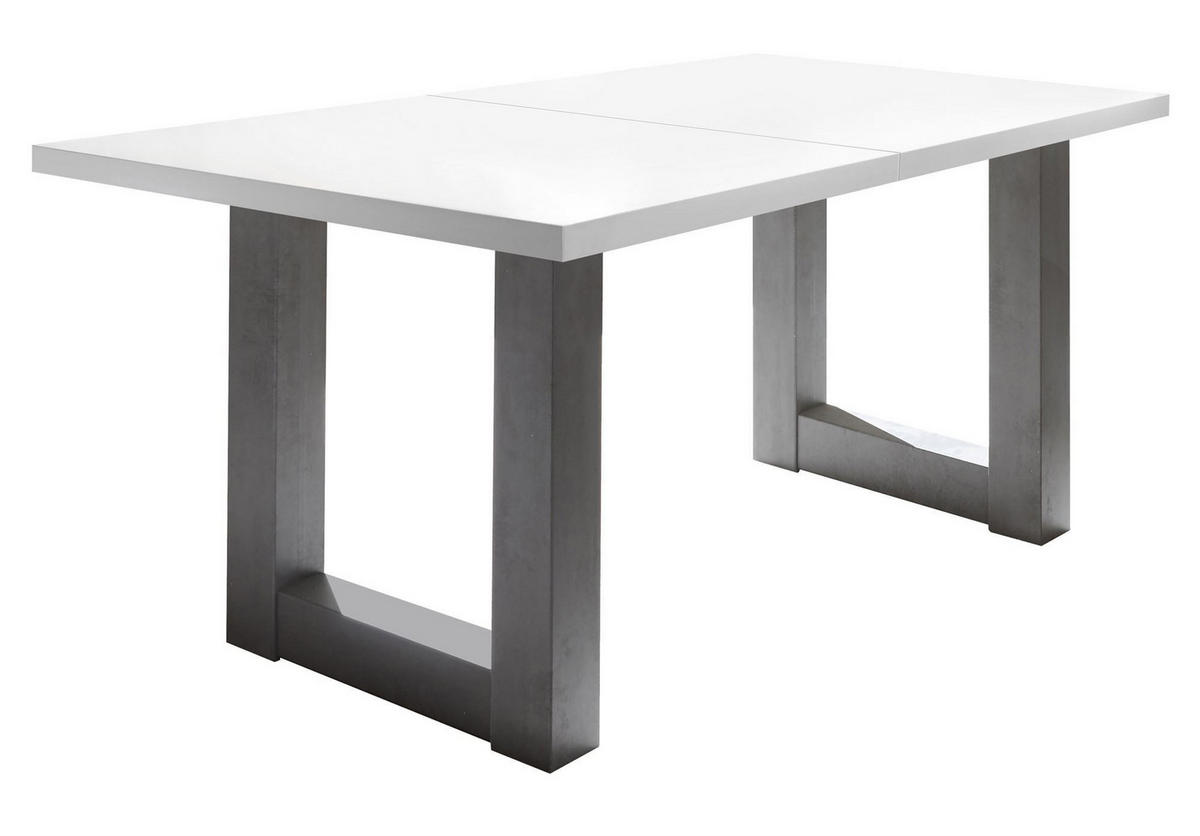 ESSTISCH ausziehbar Eila 3 160 x 90 x 75 Esszimmertisch Graphit/Weiß Matt Lack - Weiß, Holz (160/90/75cm) - 58aufmkessel