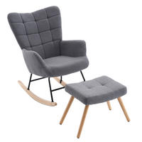 SCHAUKELSTUHL wohnzimmer mit hocker und verdicktem Sitzkissen ,Bodenschutzleiste, grau - Grau, Holzwerkstoff/Textil (68/91/88cm) - STILVORA