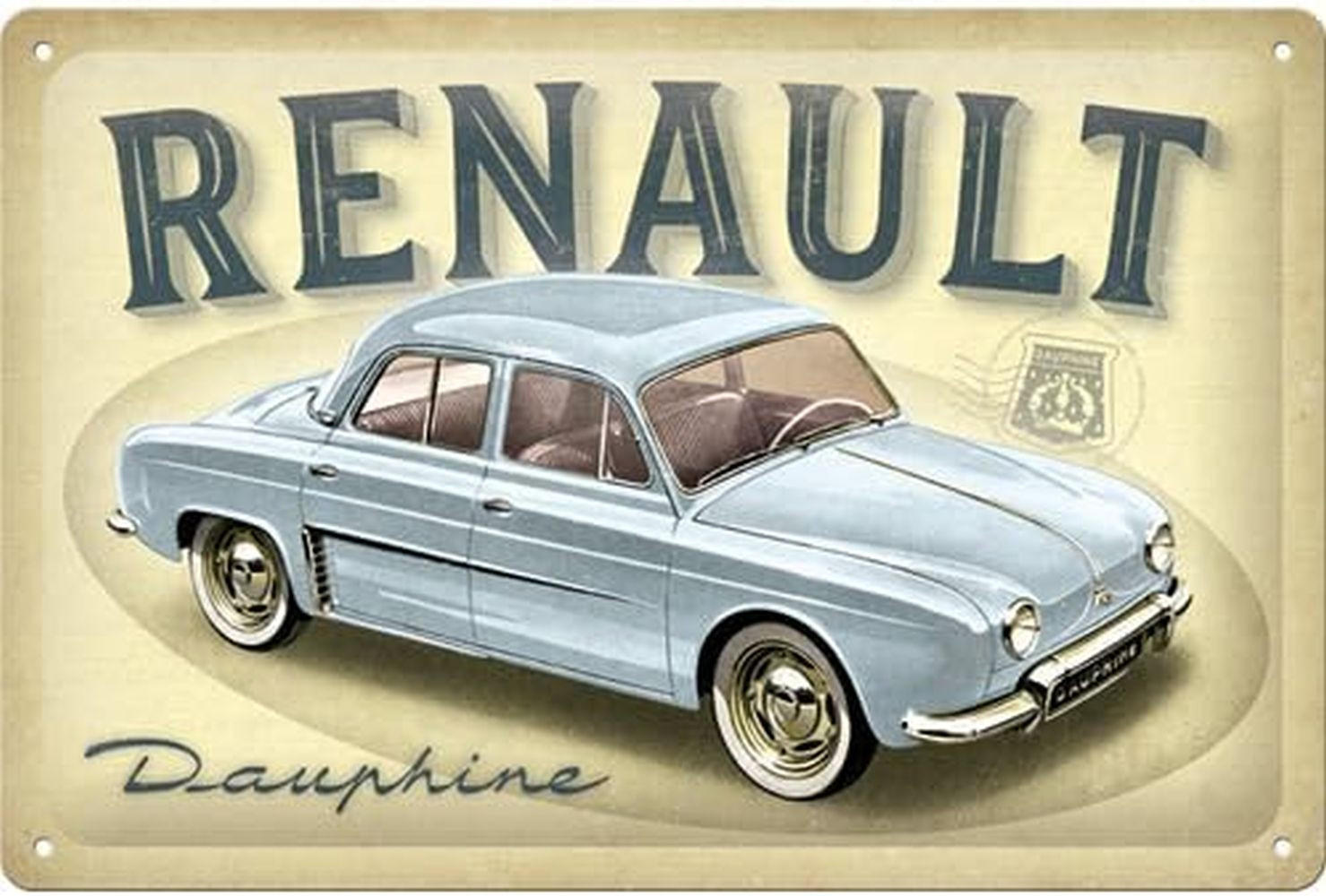 BLECHSCHILD 20/30 cm Renault Dauphine - Multicolor, Metall (30/20/0.2cm) - Nostalgic-Art