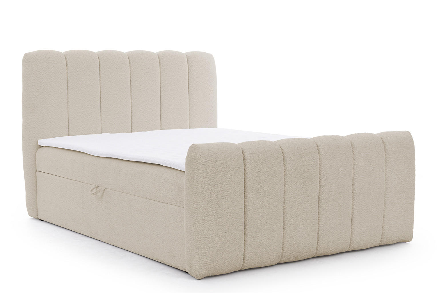 BOXBETT Mit Zwei Bettkasten, Chenille-Stoff Catch Me, Beige, 140x200 cm, CHLOE - Beige, Holz (140/200cm) - Kaiser Möbel