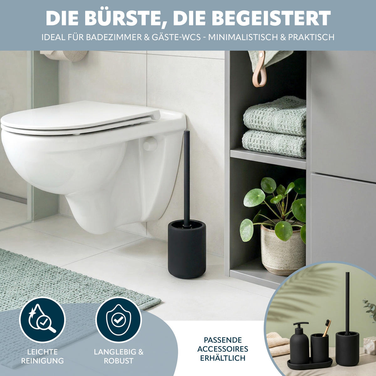 WC-GARNITUR CERANO, Keramik, schwarz - Schwarz, Keramik (10.5/39.5/10.5cm) - eluno