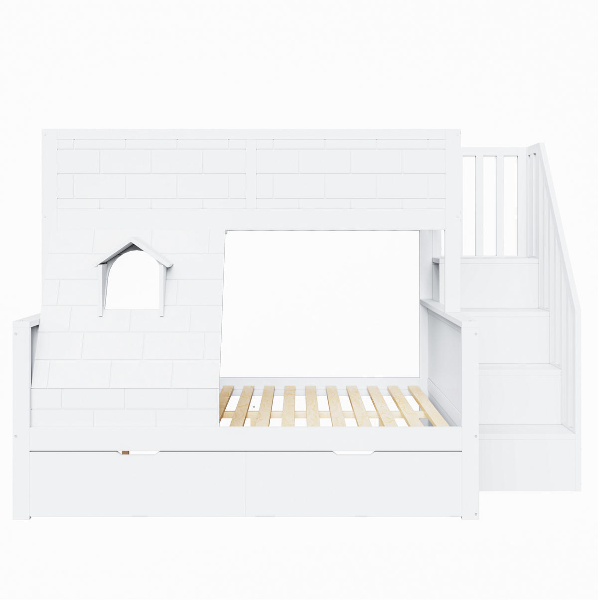 ETAGENBETT Weiß 90 x 200/140/200 cm mit Stauraum und Schubladen - Weiß, Holz (140/200cm) - MIVRAY
