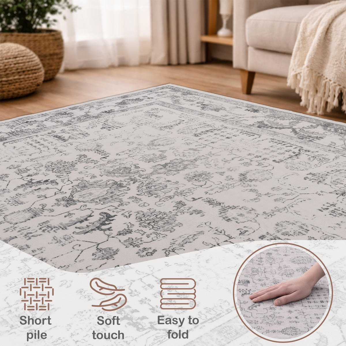 KURZFLORTEPPICH 240/340 cm Semer 427 - Silberfarben, Textil (240/340cm) - Paco Home