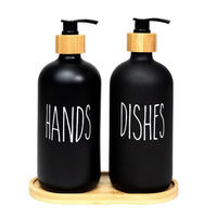 SEIFENSPENDER SET 500ml mit Tablett (3-tlg.) - Schwarz, Glas (8.8/20.6/17.4cm) - Intirilife