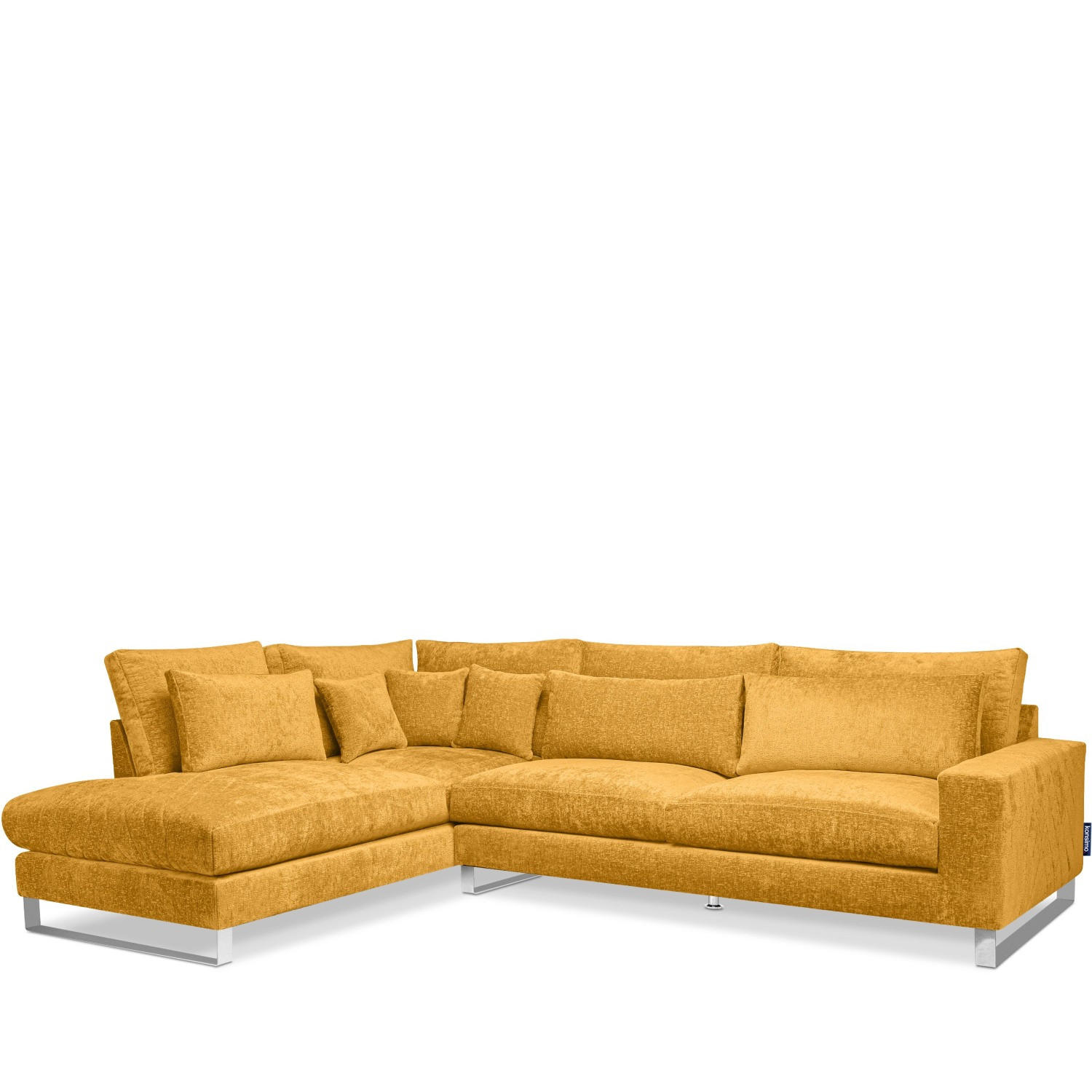 ECKSOFA LINKS BRENTIS Chenille-Stoff, Gelb - Gelb, Textil (314/224cm) - KONSIMO®