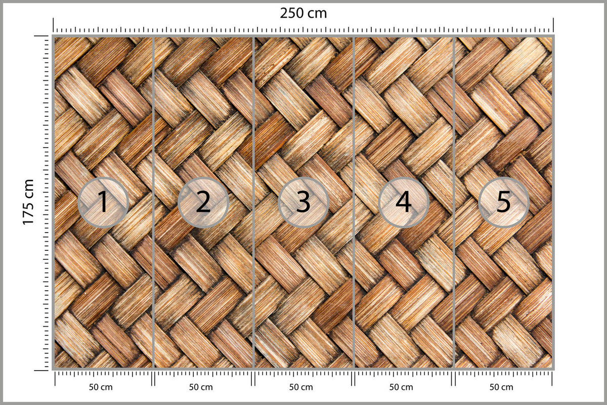 FOTOTAPETE für Küche Weiden Imitation Braune Wand Rustikal Modern 250x175 - Beige/Braun, Papier (250/175cm) - Muralo