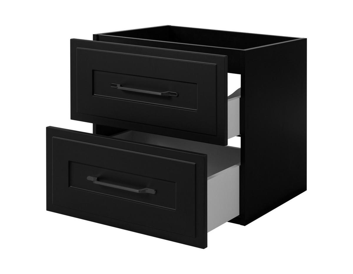 WASCHTISCHUNTERSCHRANK im klassischen Stil, schwarz, 60 x 57 x 46 cm - Schwarz, Holzwerkstoff (60/57/46cm) - 3XE LIVING