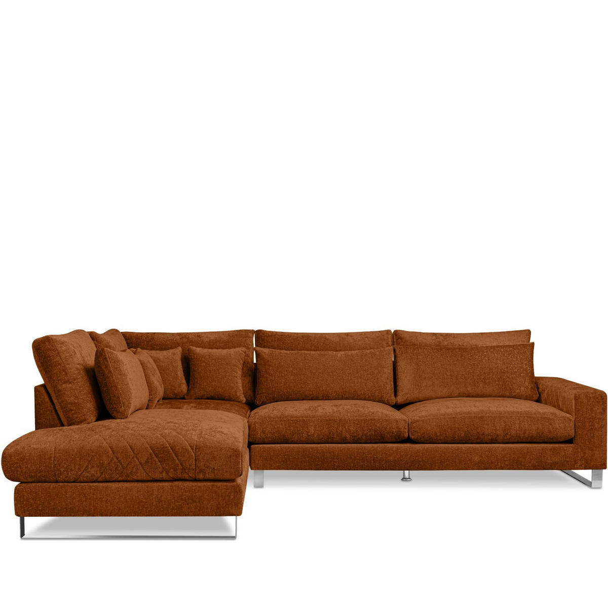ECKSOFA LINKS BRENTIS Chenille-Stoff, Orangerot - Orange, Textil (314/224cm) - KONSIMO®