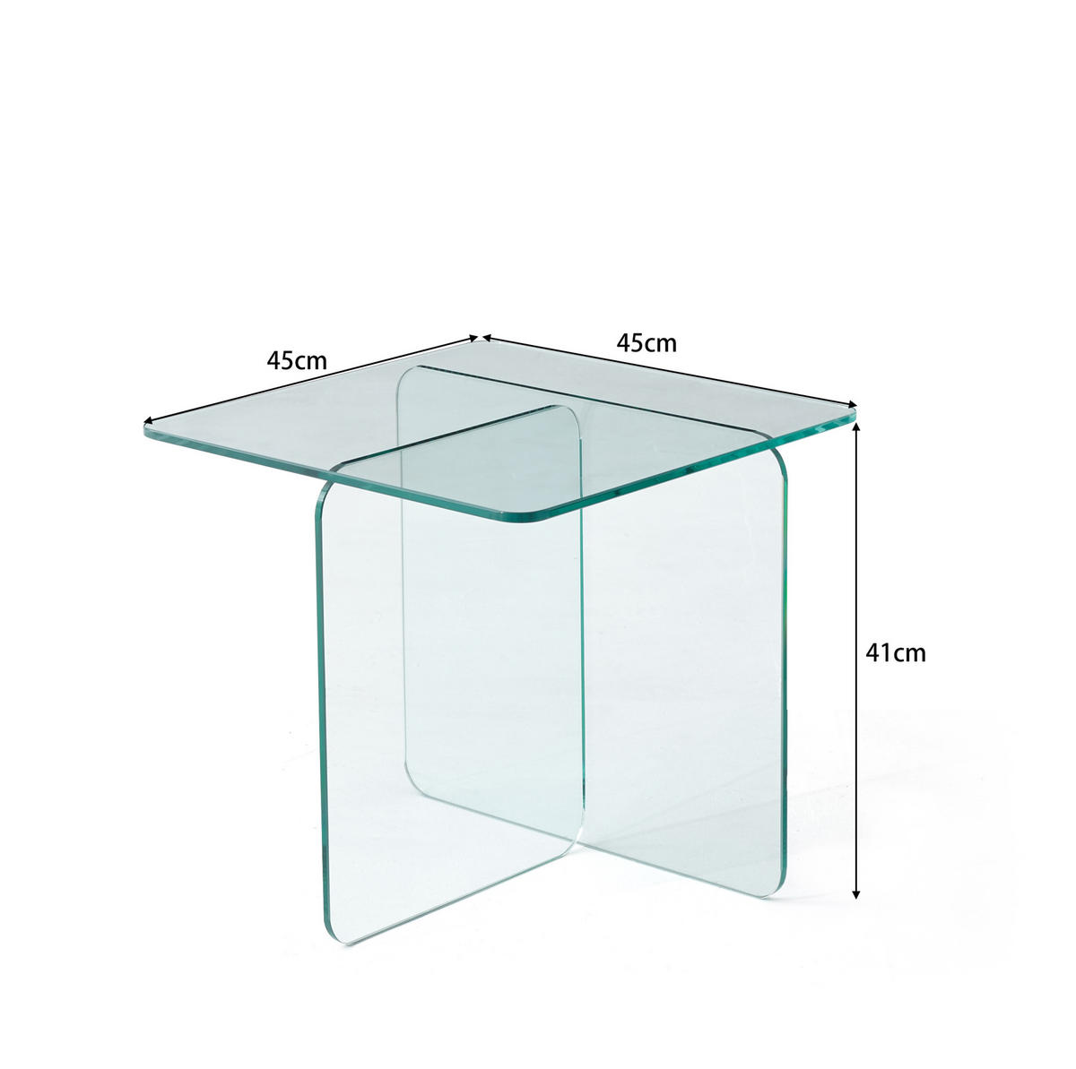 BEISTELLTISCH aus Temperglas 45x45x41 cm Transparent für Wohnzimmer und Außenbereich - Transparent, Glas (45/45/51cm) - IVMEU