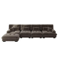 ECKSOFA 406/145/81 cm modular Braun aus Chenille mit beweglichen Hockern - Braun, Textil (145/406cm) - OKWISH