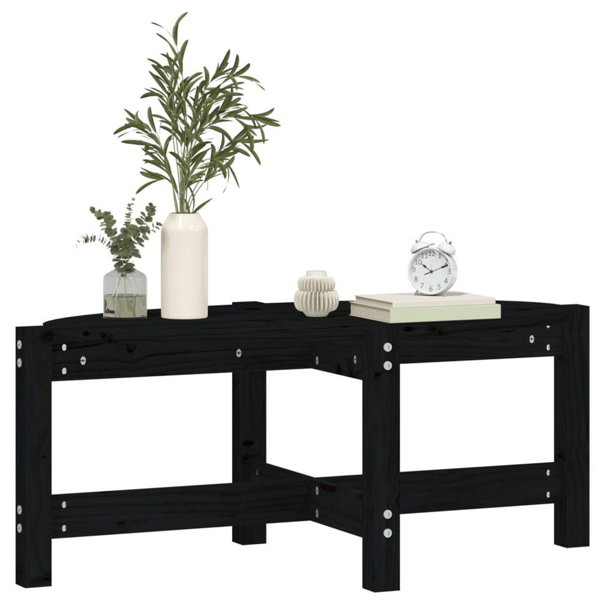 COUCHTISCH Schwarz 87x48x35 cm Massivholz Kiefer - Schwarz, Holz (87/48/35cm) - furnicato