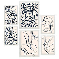 POSTER Set Mit 6 Formabstrakte Ästhetische Dekobilder Für Ihr Wohnzimmer, Schlafzimmer Oder Zuhause A3 & A4 Weißer Rahmen - Weiß, Papier (29/3cm) - Nacnic
