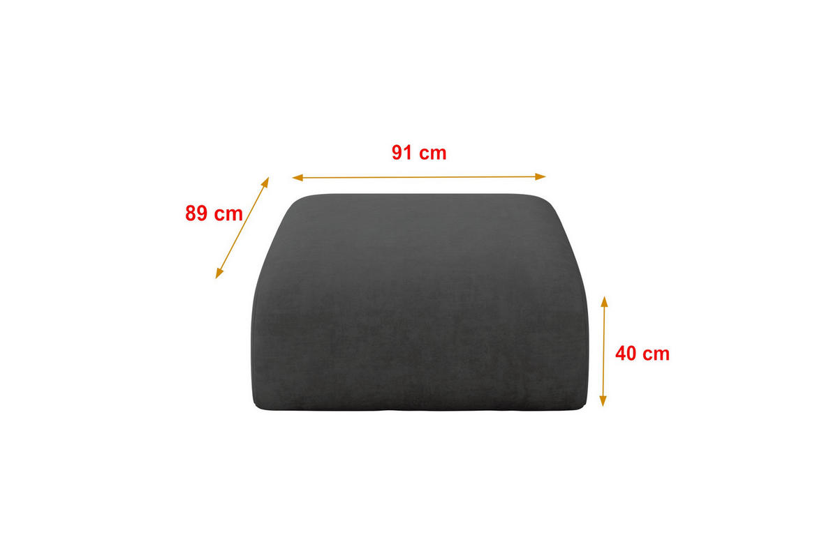 POUF MIRA-PUF 91x89x40 Dunkelgrau cm Velours Modular Sitzhocker - Dunkelgrau/Schwarz, Holzwerkstoff/Kunststoff (91/40/89cm) - ALTDECOR