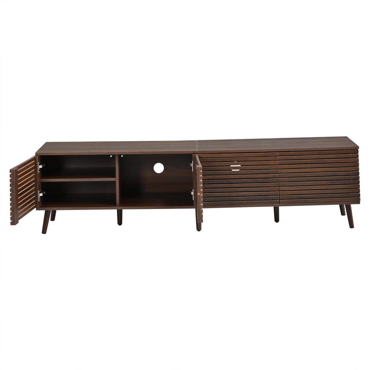 TV-SCHRANK 180/40/46 cm Walnussholzfarbe mit 4 Türen und Kabeldurchführung - Nussbaumfarben, Holzwerkstoff (180/46/40cm) - Oxeza