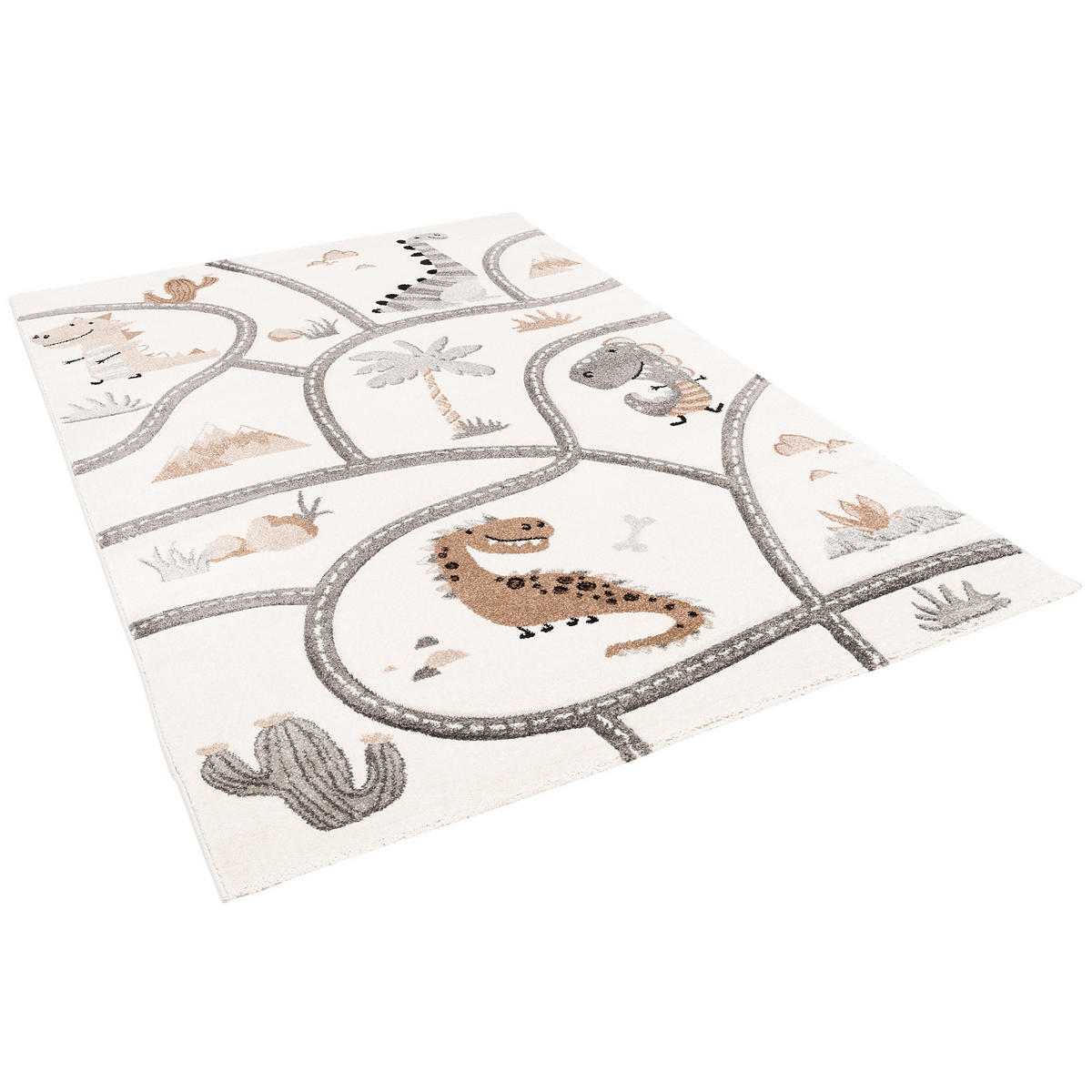 KINDER TEPPICH MAUI KIDS DINO STRASSENTEPPICH - Beige, Textil (200/290cm) - Pergamon