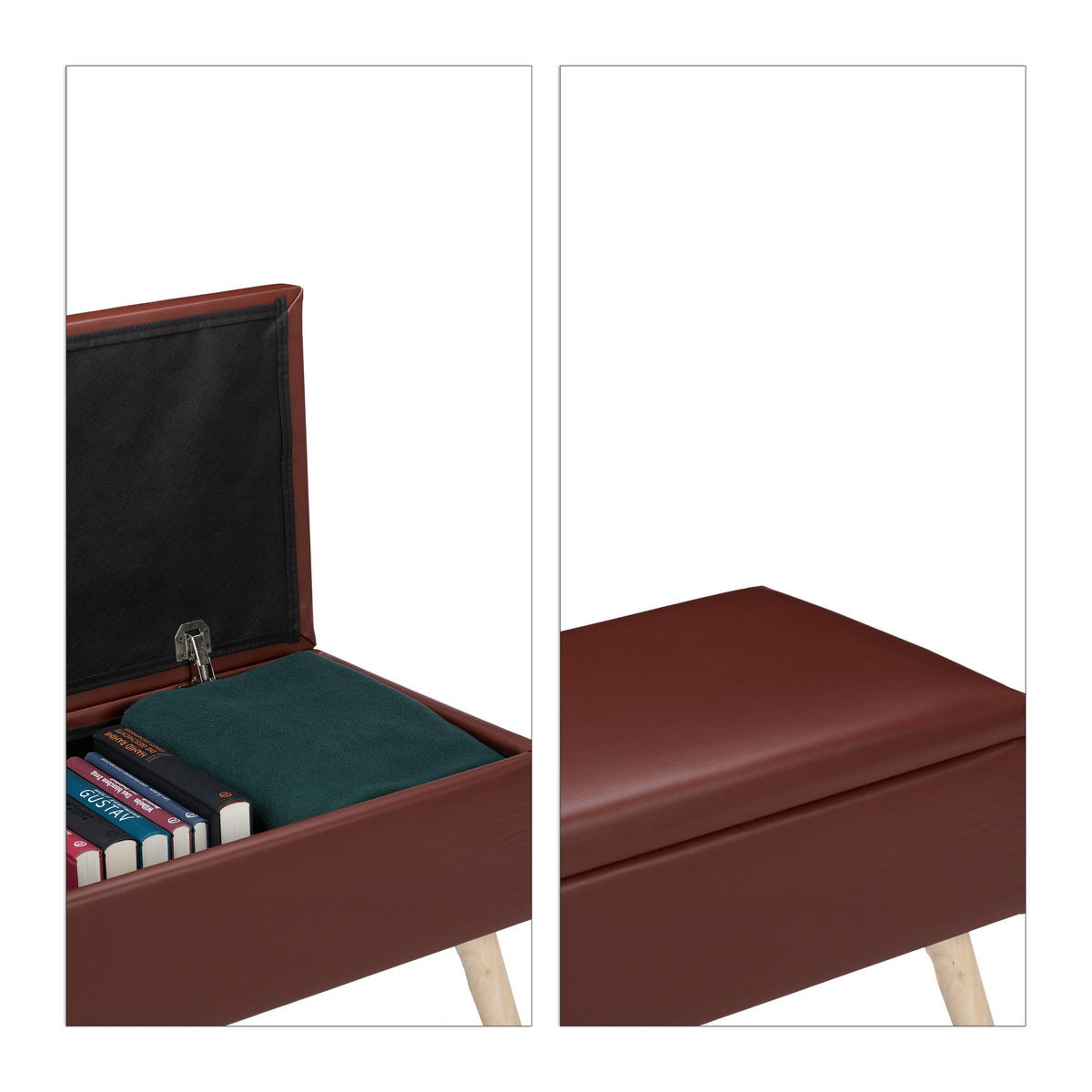 SITZBANK - Braun, Holz/Holzwerkstoff (80/40/39.5cm) - Relaxdays