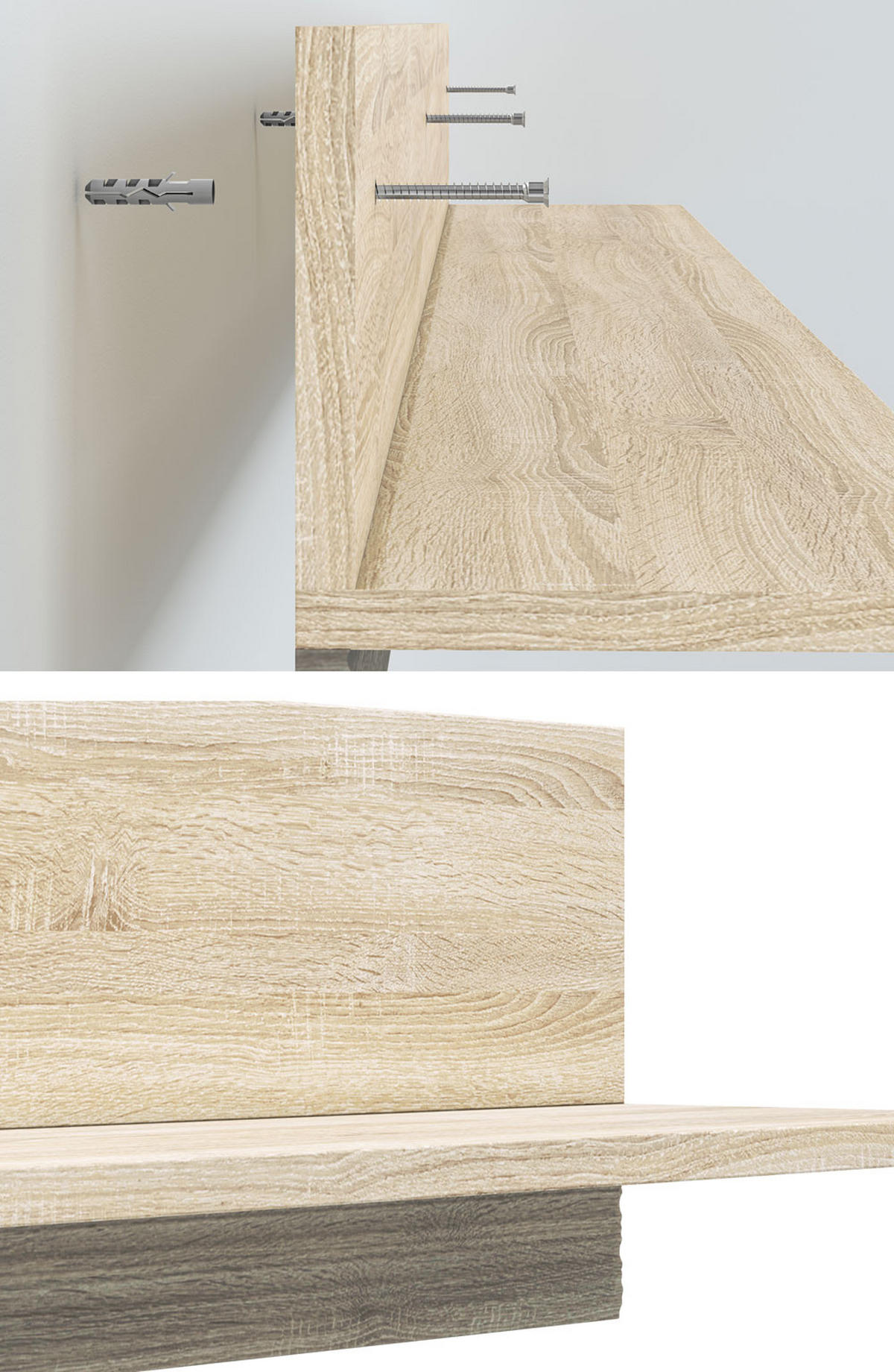 WANDREGAL Castel Sonoma Eiche hell / Sonoma Eiche Trüffel 138 / 21 / 24cm - Eichefarben, Holz/Holzwerkstoff (138/24/21cm) - Feldmann-Wohnen