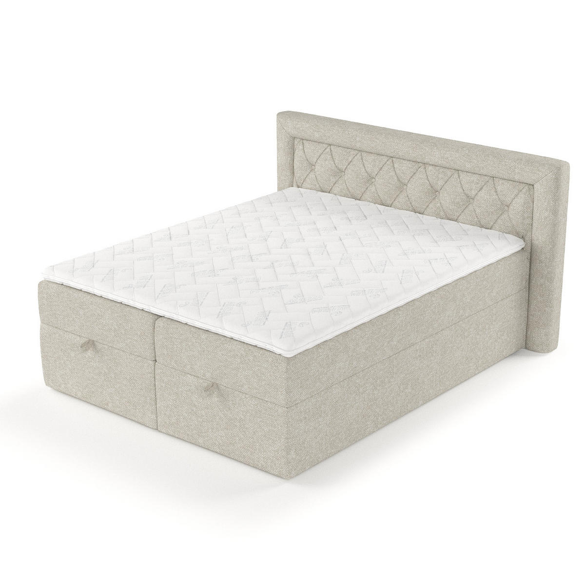 BOXBETT Jayleen Beige Grau 160/200 cm - Beige/Schwarz, Holz/Holzwerkstoff (160/200cm) - Maison de Reve