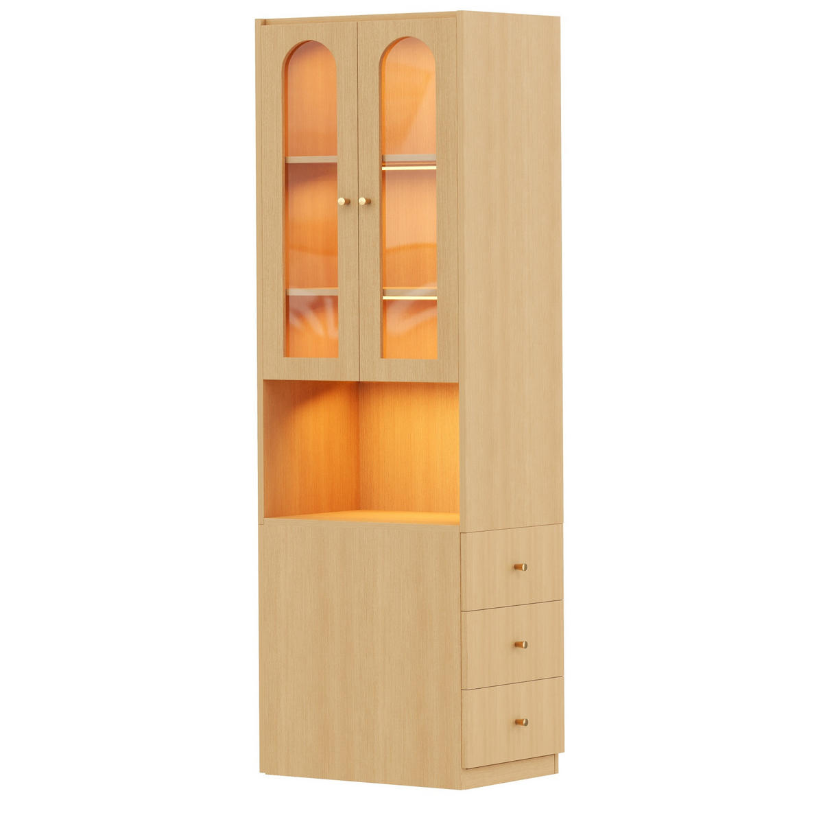 HIGHBOARD 60/200/40 cm Eichefarben aus MDF mit LED-Beleuchtung - Eichefarben, Holzwerkstoff (40/200/60cm) - OKMYHOME
