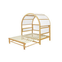 BETT 140/200 cm DE-02245, in Weiß/Natur, mit Ausziehbett und Gewölbedach - Naturfarben, Holz/Holzwerkstoff (140/200cm) - ComfortXL