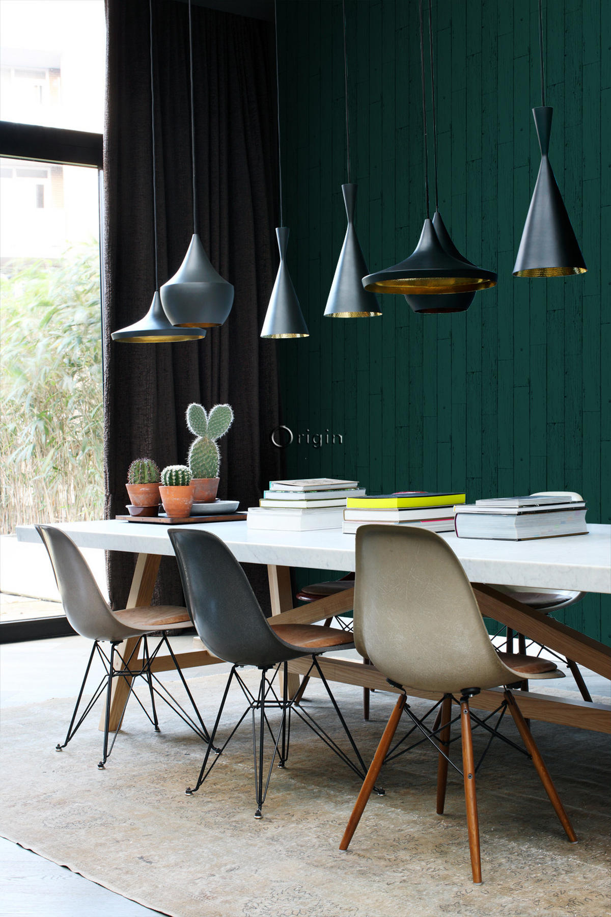 TAPETE Holz-optik 53 cm x 10.05 m - Grün, Papier (53/1000cm) - Origin Wallcoverings