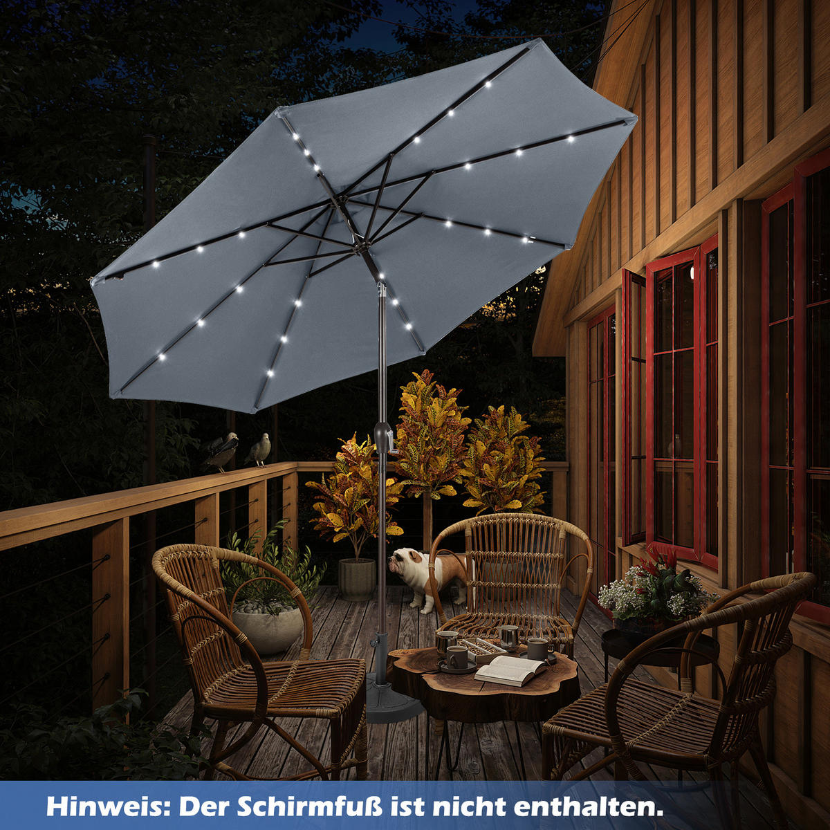 PATIO-SCHIRM Grau - Grau, Kunststoff (300/300cm) - COSTWAY