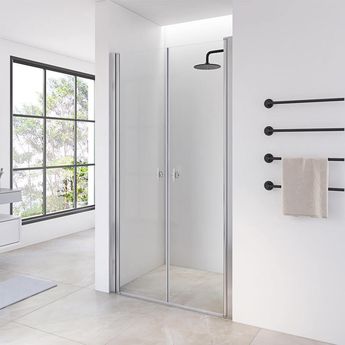 PENDELTÜR Klarglas LAVEA - Silberfarben, Glas/Metall (130/195cm) - Home Deluxe