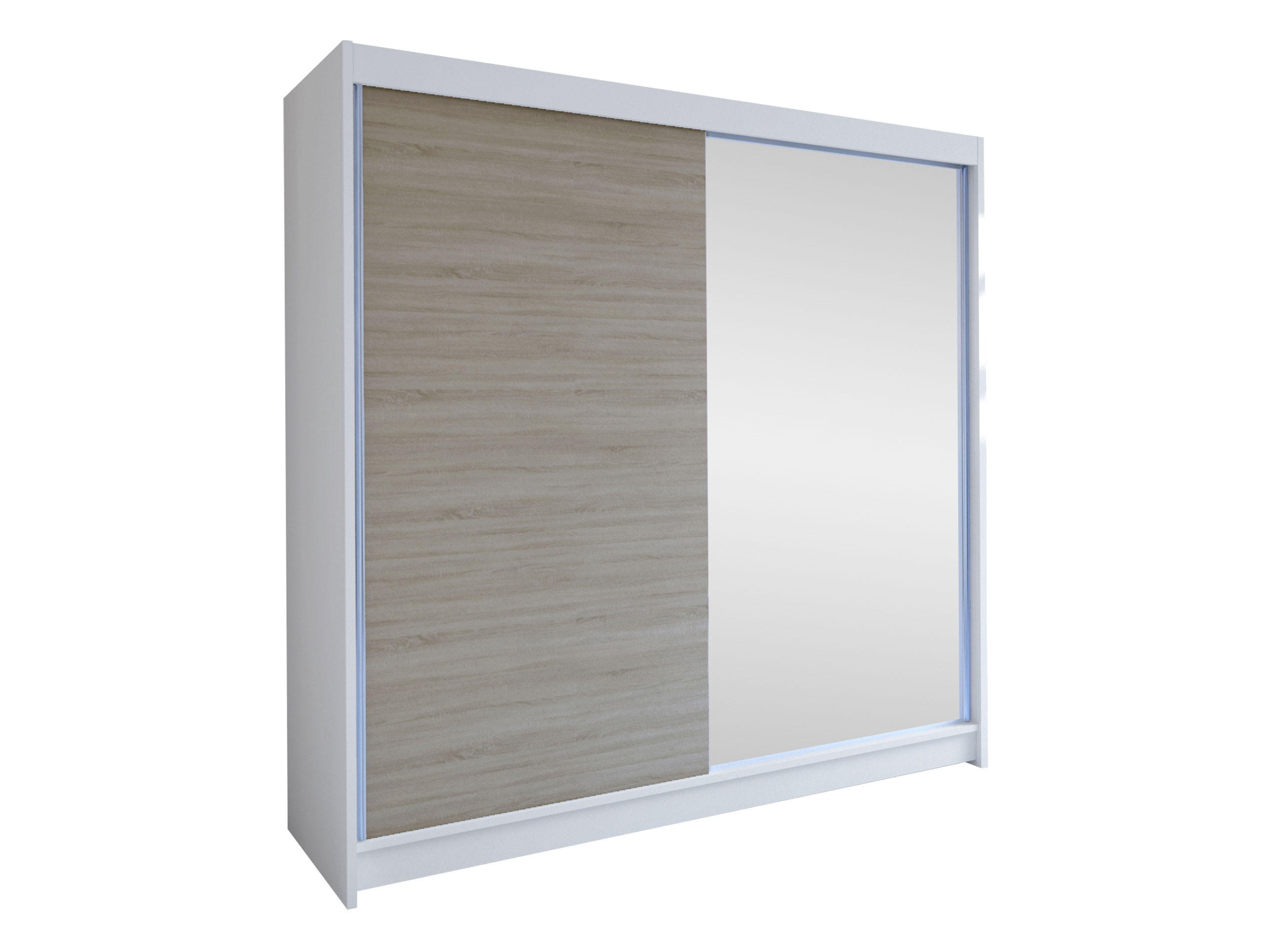 SCHWEBETÜRENSCHRANK Talin I - Beige/Silberfarben, Holzwerkstoff/Metall (180/215/58cm) - MIRJAN24