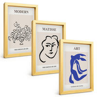 BILDER SET 3er Set - 20x30 cm Goldrahmen - Abstrakte minimalistische Poster - Goldfarben, Kunststoff (20/30cm) - TULUP