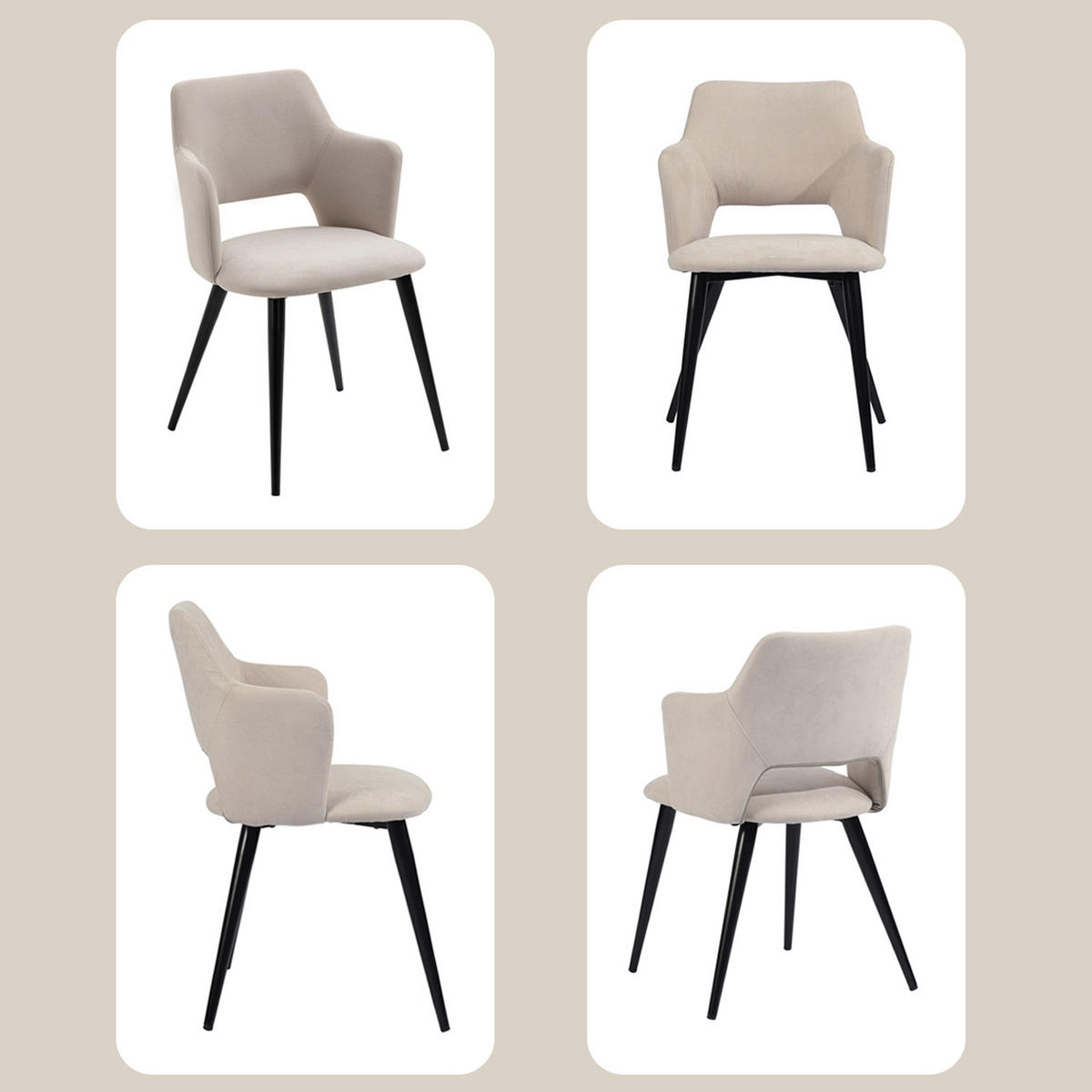 ESSZIMMERSTUHL in Eisen Webstoff - Beige, Metall (45/81/46cm) - Meubles Cosy