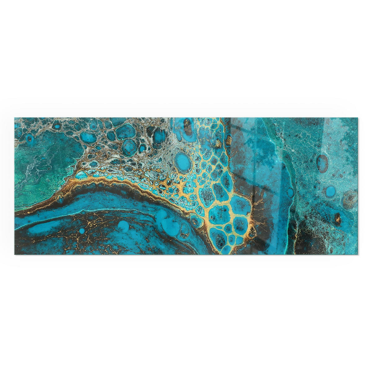 GLASPLATTE für Kamin 125x50 cm - Türkis, Glas (125/50/0.4cm) - TULUP