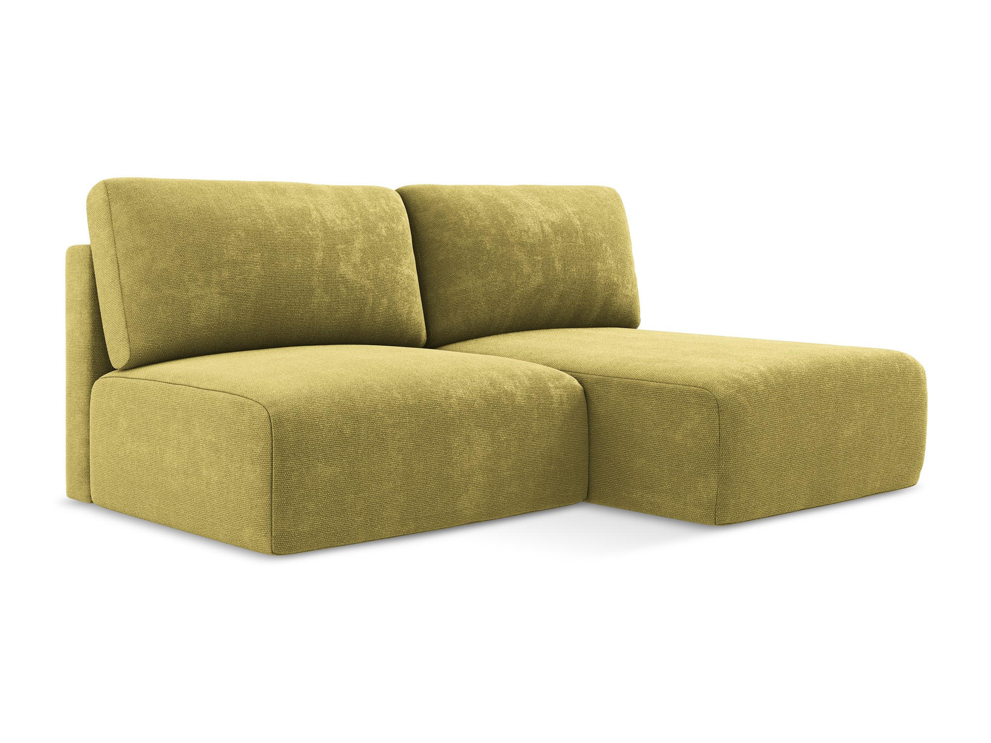 ECKSOFA mit Schlaffunktion rechts Chenille Stoff Grün - Limette/Schwarz, Kunststoff/Textil (210/149cm) - Makamii