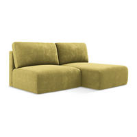 ECKSOFA mit Schlaffunktion rechts Chenille Stoff Grün - Limette/Schwarz, Kunststoff/Textil (210/149cm) - Makamii