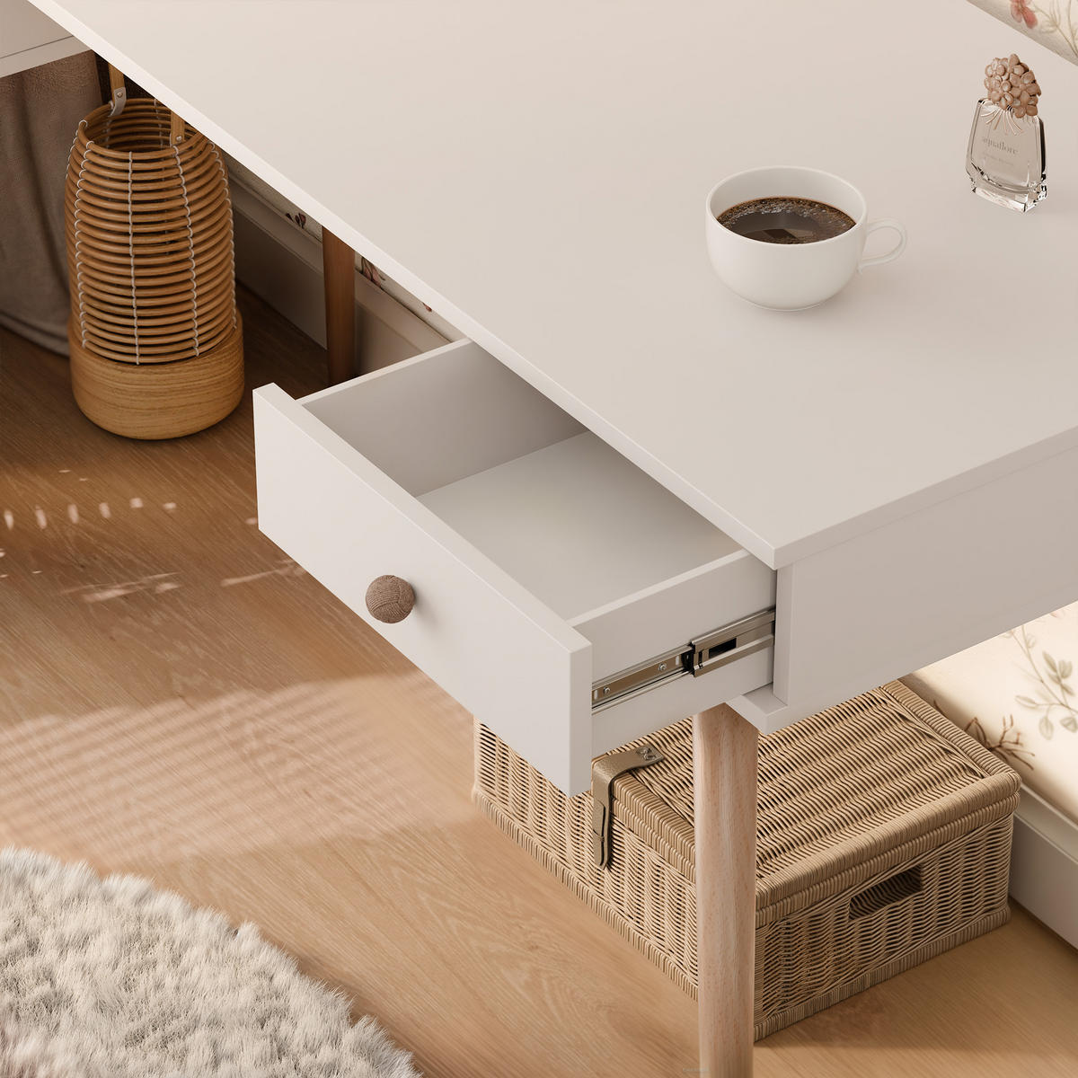SCHREIBTISCH VALERIO mit 2 Schubladen, 135 cm Weiß - Weiß, Naturmaterialien/Holzwerkstoff (135/54/79cm) - Idohome