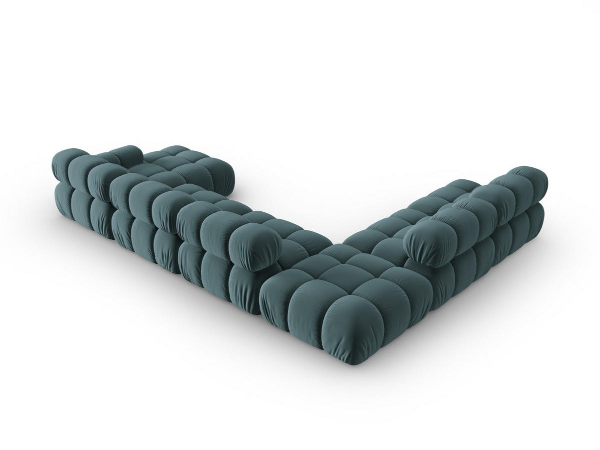 MODULARES-PANORAMASOFA links Bellis aus Samt petrol 7 Sitzplätze - Petrol, Textil (282/63/379cm) - Micadoni