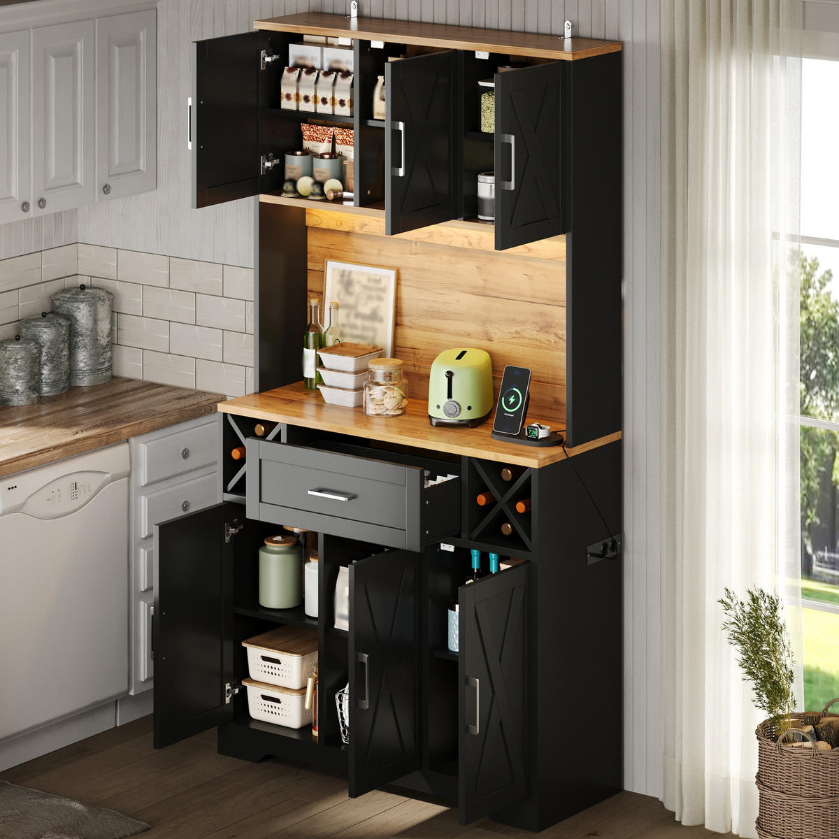 GESCHIRRSCHRANK Naturfarben 105/40/180 - Naturfarben, Holzwerkstoff (105/180/40cm)