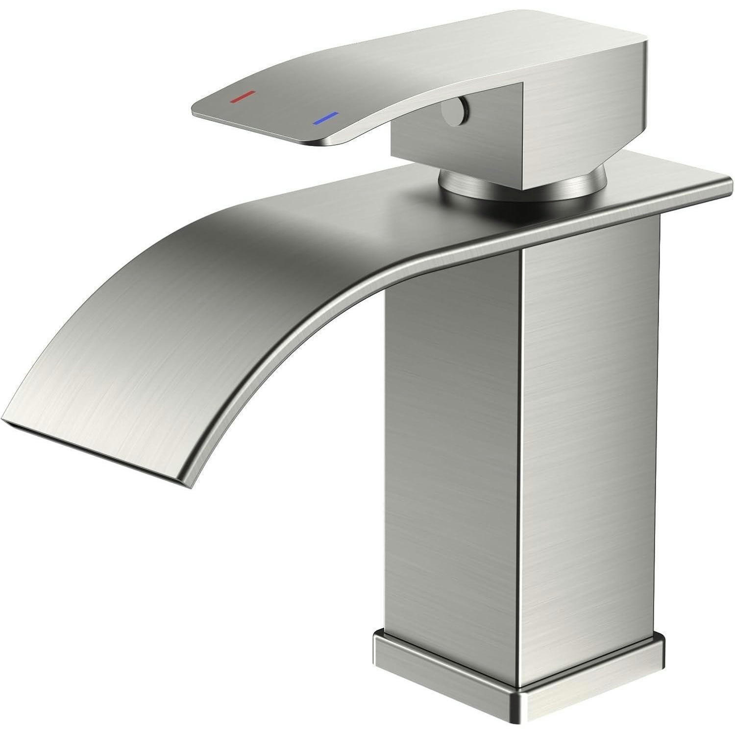 WASCHTISCHARMATUR Wasserfall gebürstet 80 mm - Silberfarben, Metall (12.7/7.5/14.2cm)