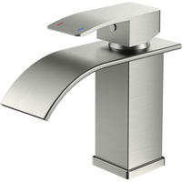 WASCHTISCHARMATUR Wasserfall gebürstet 80 mm - Silberfarben, Metall (12.7/7.5/14.2cm)