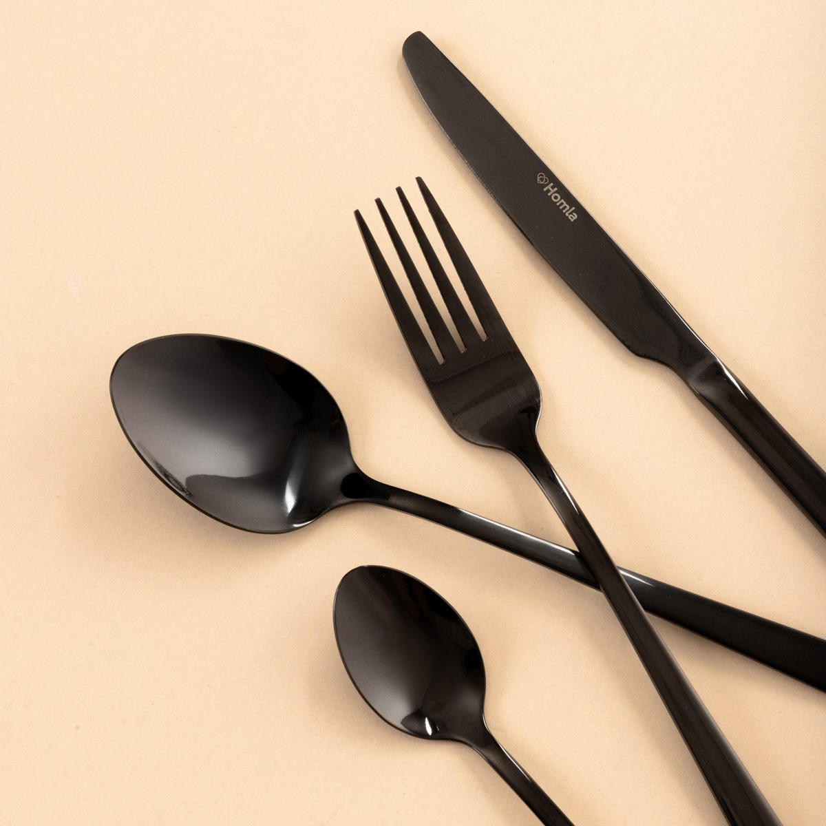 BESTECKSET Lugano schwarz 24-tlg. - Schwarz, Metall - Homla