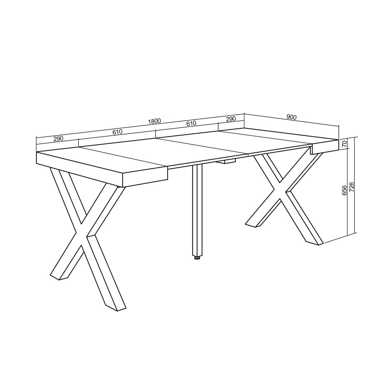 KONSOLENTISCH ausziehbar 58 bis 180cm, für 8 Gäste, eiche, 90/58/73cm - Eichefarben/Weiß, Holzwerkstoff (90/180/73cm) - Skraut Home