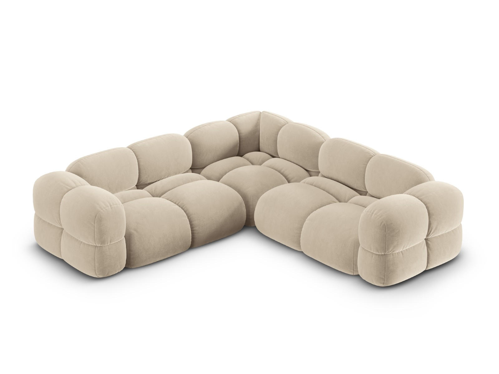 ECKSOFA Loretto aus Samt leichtes beige 4 Sitzplätze - Creme, Textil (250/250cm) - Cosmopolitan Design