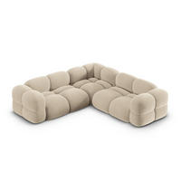 ECKSOFA Loretto aus Samt leichtes beige 4 Sitzplätze - Creme, Textil (250/250cm) - Cosmopolitan Design