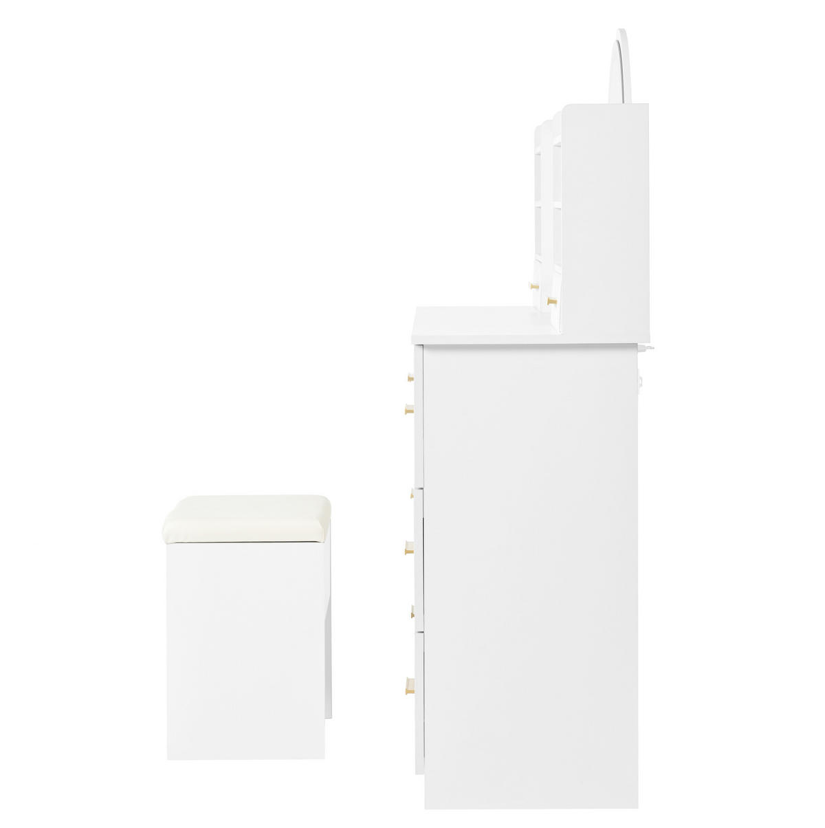 SCHMINKTISCH 120/40/135 cm Weiß mit LED-Beleuchtung und viel Stauraum aus Spanplatte - Weiß, Holzwerkstoff (40/135/120cm) - OKWISH