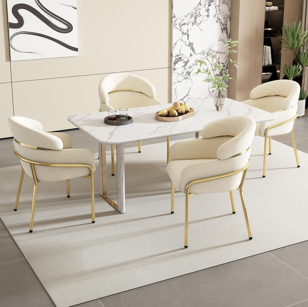 ARMLEHNENSTUHL 53/45/79 cm beige aus Samt mit Metallbeinen - Beige, Holzwerkstoff (45/79/53cm) - OKWISH