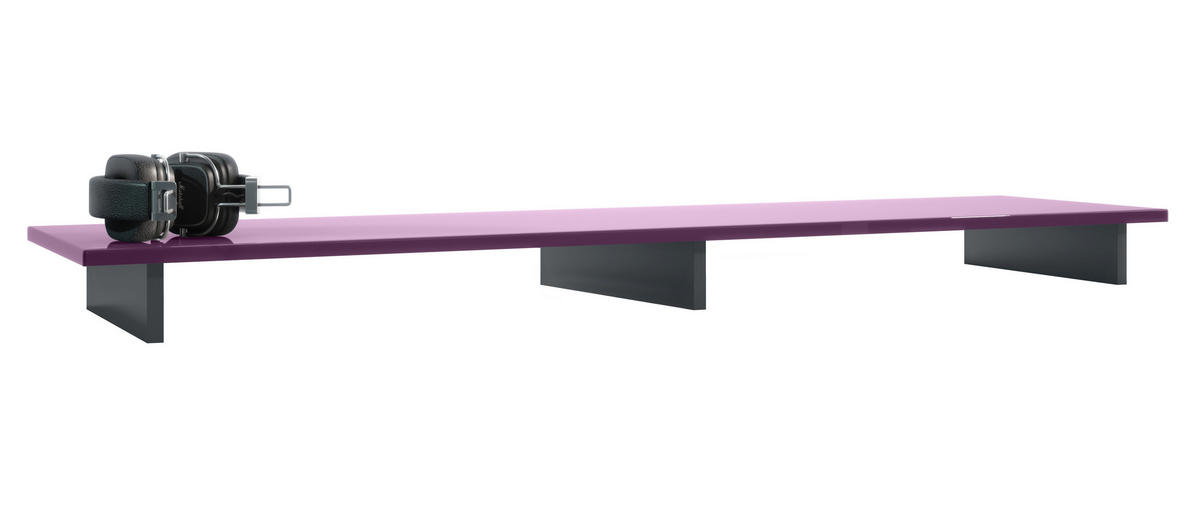 TVAUFSATZ Game Schwarz matt / Brombeer Hochglanz - Brombeere/Schwarz, Holzwerkstoff (138.5/9.5/34.5cm) - Vladon