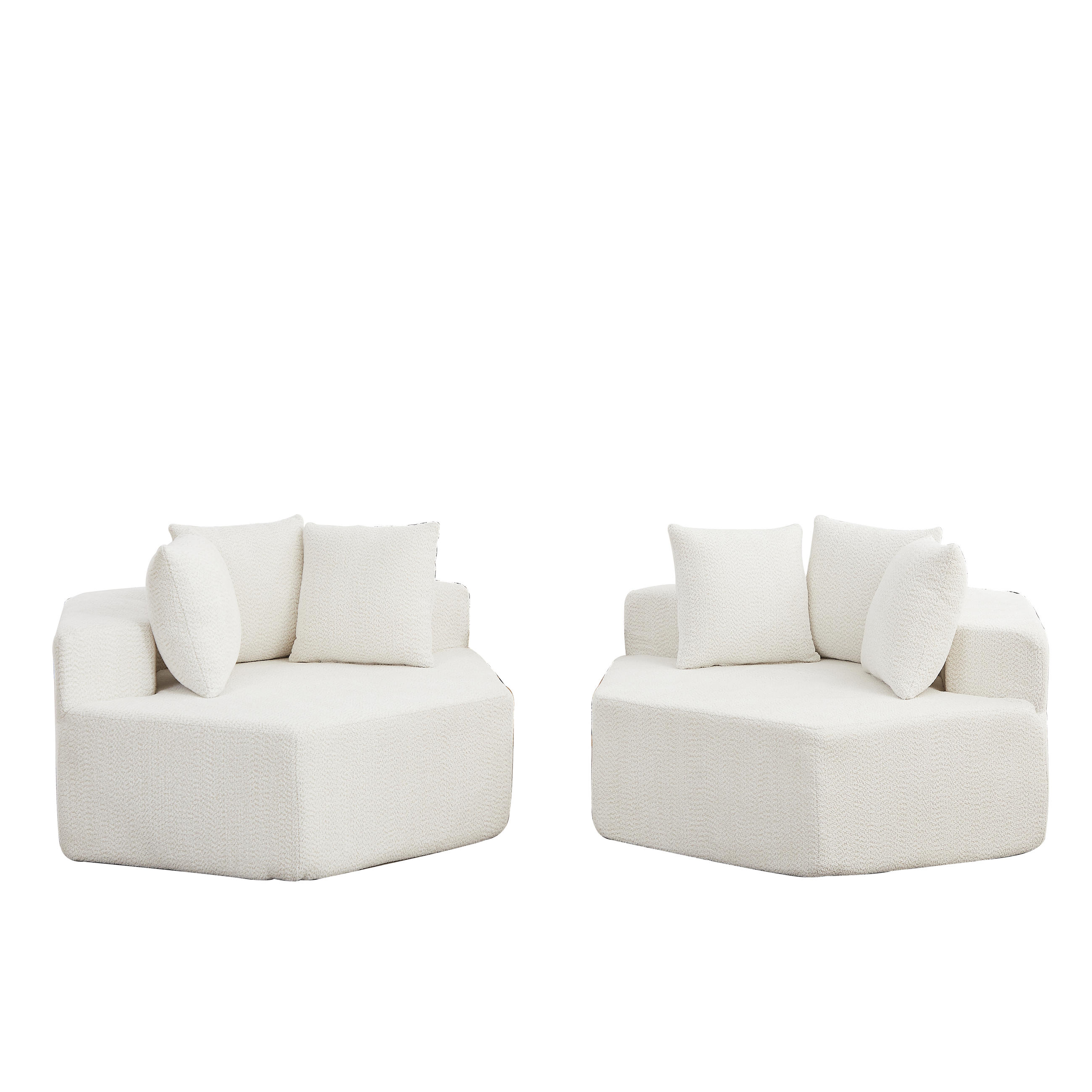 SESSEL 2er-Set Sechseckig modular mit 3 Kissen, DE-42738, Beige - Beige, Textil (138/76/122cm) - ComfortXL